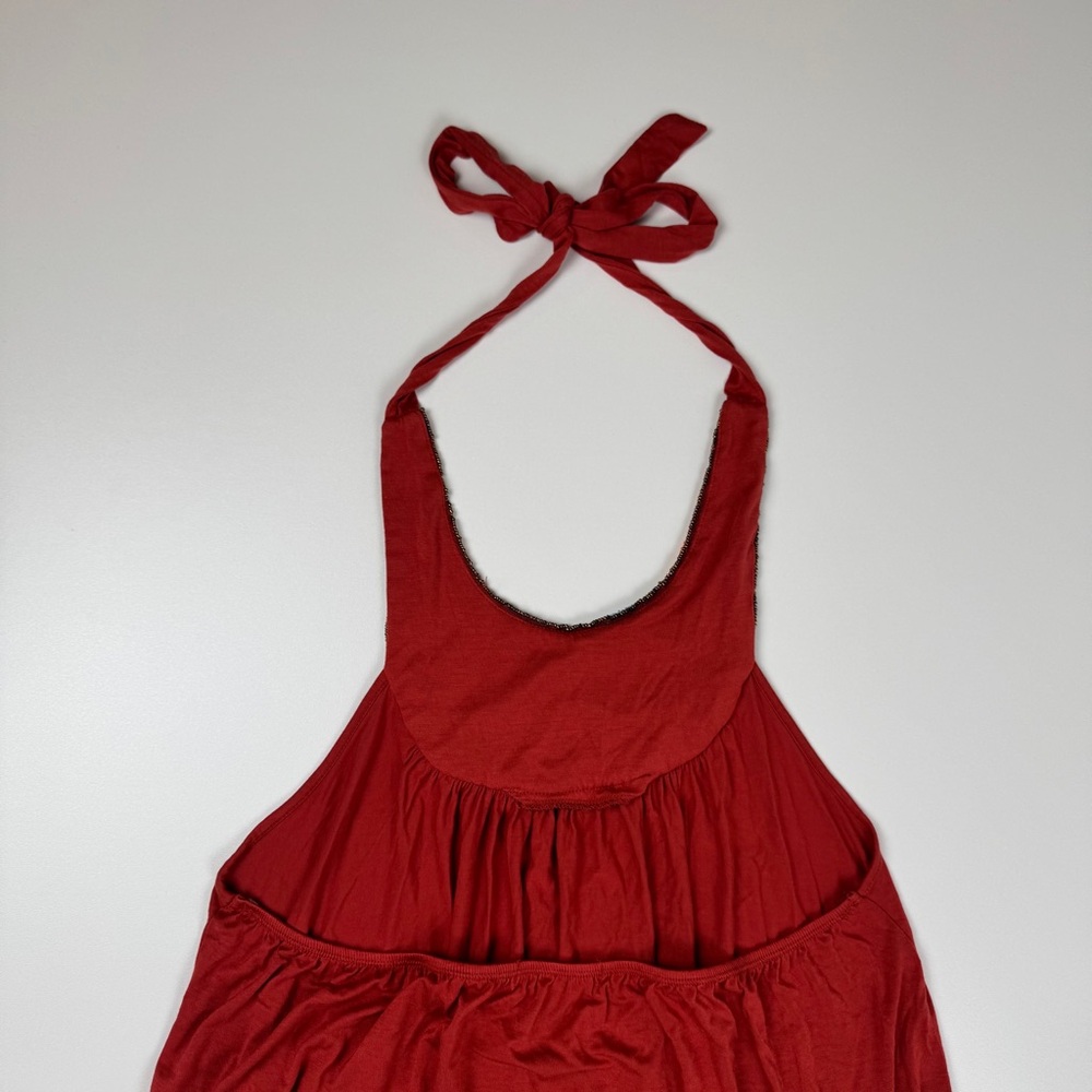 Vintage Y2K Twenty One Beaded Halter Top Micro Mini Dress Size Small Boho Fairy - Picture 8 of 11